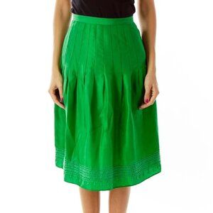 Bill Burns Green Pleated Midi Skirt